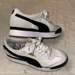 Puma Women's White and Black Platform Sneakers